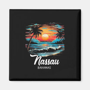 Aimant Famille Vacances Retro Sunset Bahamas Nau
