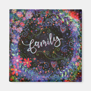 Aimant Famille Violet Floral Whimsical Inspirant tendance