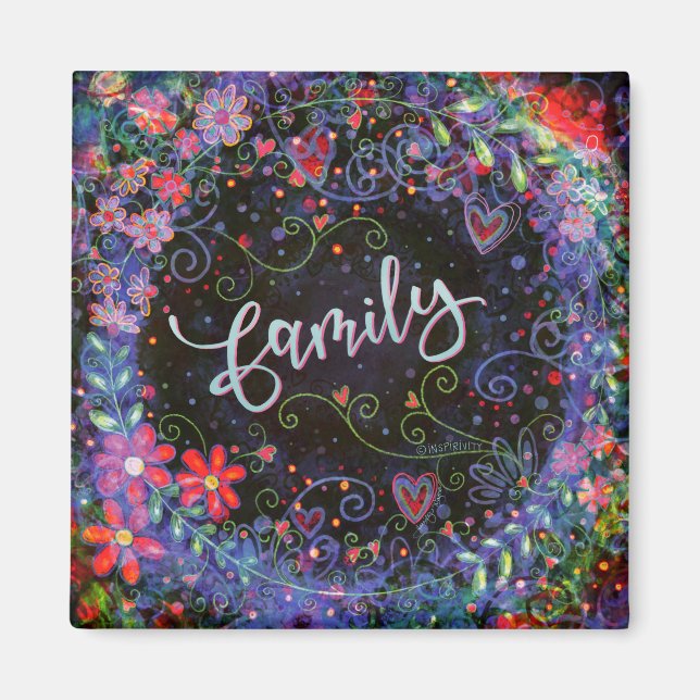 Aimant Famille Violet Floral Whimsical Inspirant tendance (Devant)
