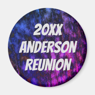 Aimant Family Reunion Neon Blue Purple Event Keepsaké