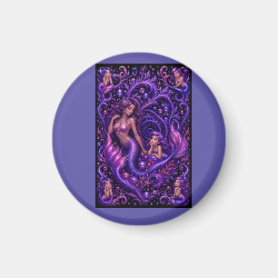 Aimant Fantaisie de sirène violette Duo Océan Rêve Art 