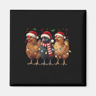 Aimant Fantaisie poulets de Noël Lumières Animaux Agricul