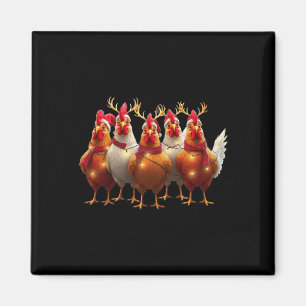 Aimant Fantaisie poulets de Noël Lumières Ferme Cute anim