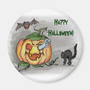 Aimant Fantôme, chauve-souris et chat, Bonne Halloween !
