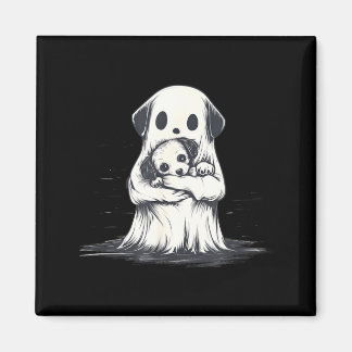 Aimant Fantôme tenant un chiot Costume drôle d'Halloween