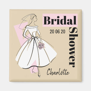Aimant Fashion Bride Neutral Fête des mariées Date Nom
