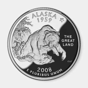 Aimant Faux Alaska State Quarter The Great Land Grizzly