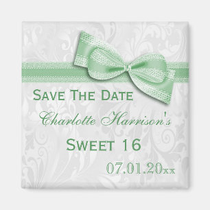 Aimant Faux Damassé & Nœud Papillon Sweet 16 Enregistrez