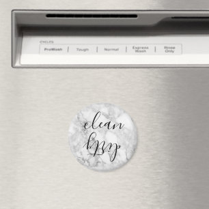 Aimant Faux Marble Script Nettoyer Lave-vaisselle sale Ma