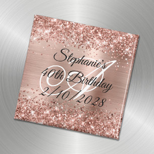 Aimant Faux rose gold pailleté et feuille d'aluminium 40e