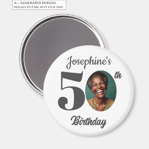 Aimant Faveur de photo de fête d'anniversaire 50 ans auda