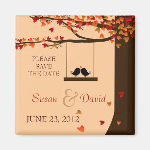 Aimant Faveur en baisse de chêne de coeurs d'inséparabl