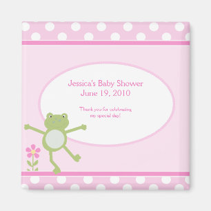 Aimant Faveur rose d'aimant de baby shower de grenouille