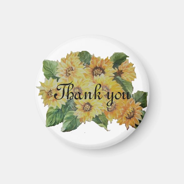 Aimant Faveurs de mariage remerciant les tournesols (Devant)