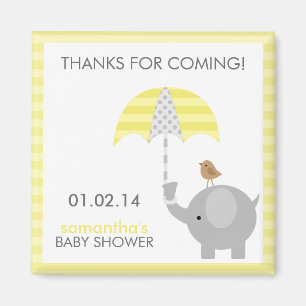 Aimant Faveurs grises et jaunes de baby shower d'élépha