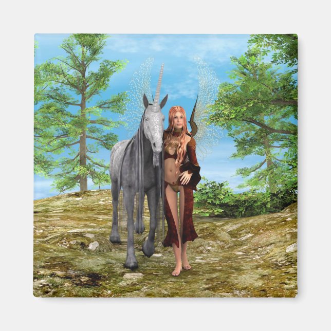 Aimant Fée avec licorne (Devant)