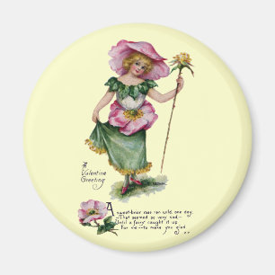 Aimant Fée et bruyère Valentine vintage rose