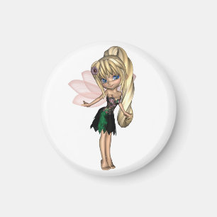 Aimant Fée mignonne de Toon dans la robe verte et pourpr