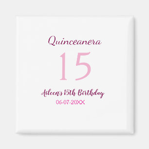 Aimant Fée rose 15e anniversaire simple moder quinceanera