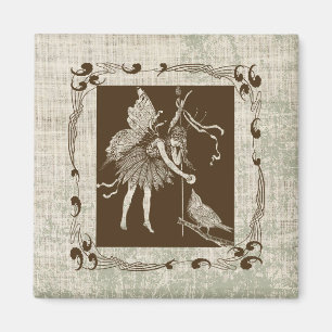 Aimant Fée vintage et oiseaux