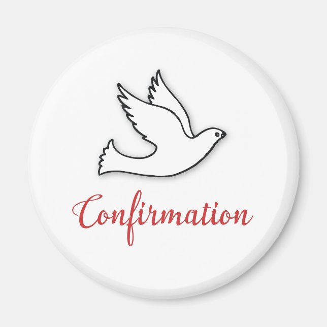 Aimant Félicitations Dove de Confirmation avec Or, Rouge (Devant)