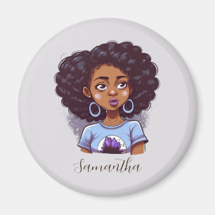 Aimant Femme afro classe et élégante