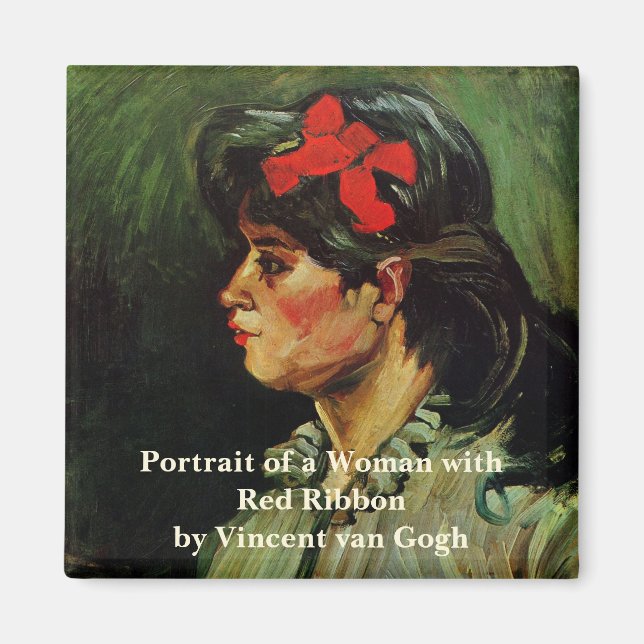 Aimant Femme au ruban rouge Portrait par Vincent van Gogh (Devant)