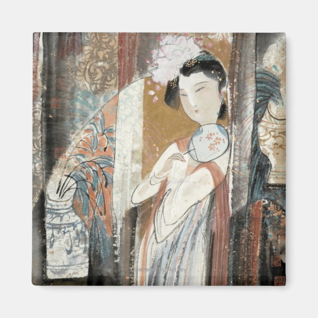 Aimant Femme avec Coiffure Florale (Devant)