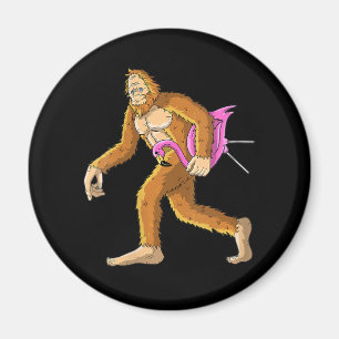 Aimant Femme Bigfoot Avec Flamant rose Animal Costume Cad