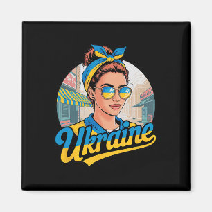Aimant Femme de style rétro ukrainien Graphique Fierté cu
