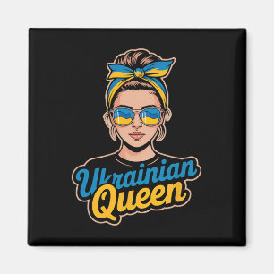 Aimant Femme de style rétro ukrainien Graphisme Fierté cu