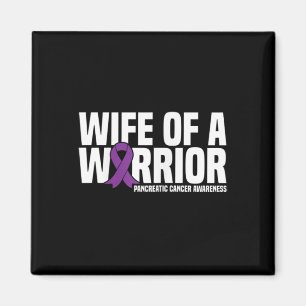 Aimant Femme d'un guerrier violet ruban cancer pancréatiq