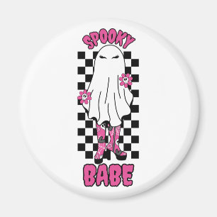 Aimant Femme "Éffrayant Babe" Fantôme d'Halloween - Rose