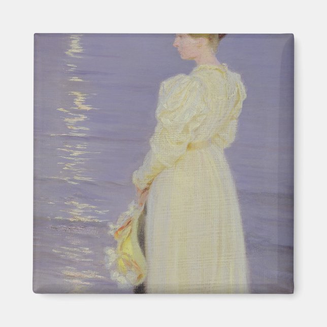 Aimant Femme en blanc sur une plage, 1893 (Devant)