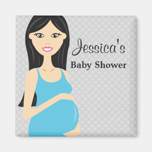 Aimant Femme Enceinte Mignonne En Baby shower Robe Bleue