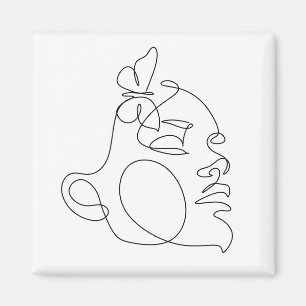Aimant Femme Face Line Art