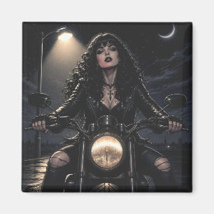 Aimant Femme gothique romantique magnifique sur motocycle