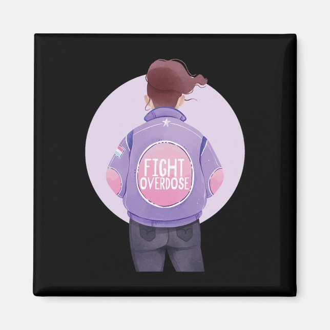 Aimant Femme Lutter contre l'overdose violette surdose de (Devant)