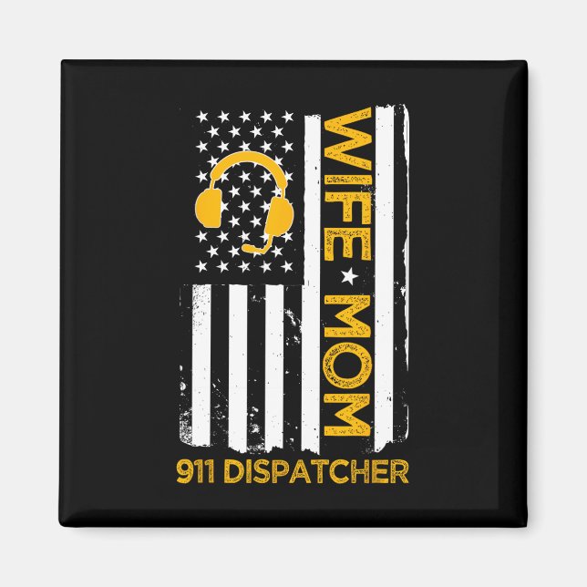 Aimant Femme Maman 911 Dispatcher Us Flag Independence Da (Devant)