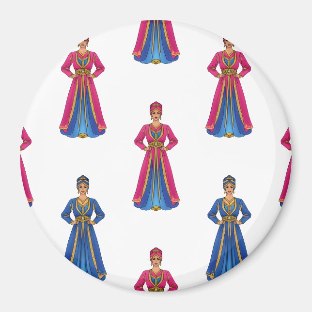Aimant Femme marocaine en Motif vestimentaire traditionne (Devant)