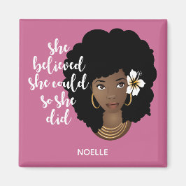 Aimant Femme Noire, Elle Croyait Pouvoir, Fleur, Rose