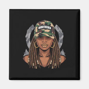 Aimant Femme noire imperturbable Mélanine Locs Camo Noir