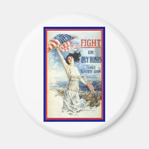 Aimant Femme patriotique vintage avec American Flag Poste