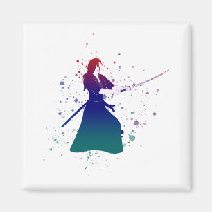 Aimant Femme Samurai guerrière avec épée