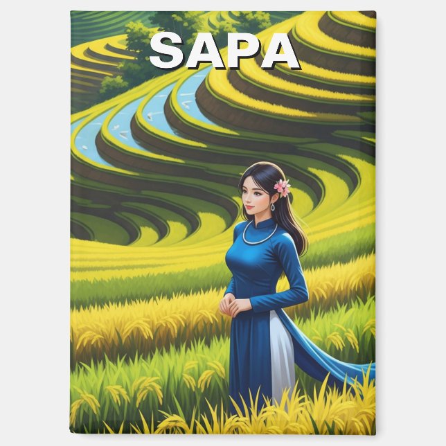 Aimant Femme vietnamienne en voyage sapa (Recto)