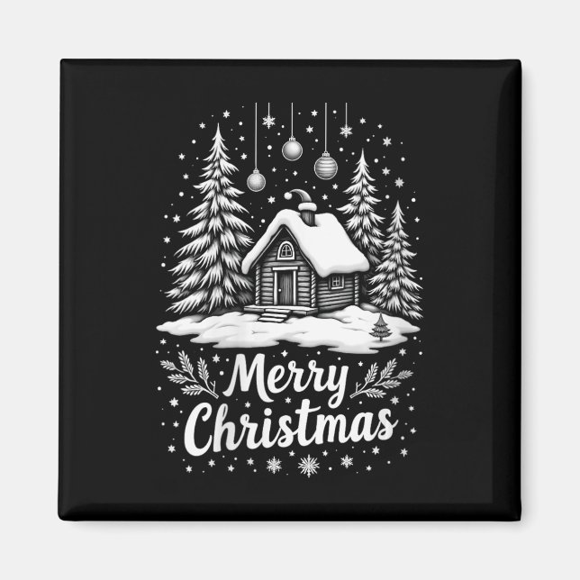 Aimant FEMMES Joyeux Maison de Noël Mignonne Famille Matc (Devant)