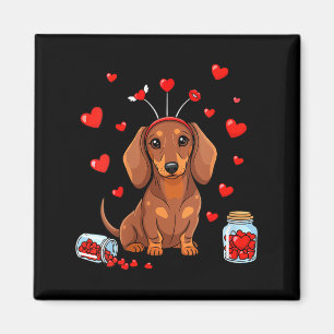 Aimant Femmes Mignon Dachshund Saint-Valentin Cœur Amour