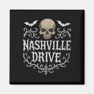 Aimant Femmes Nashville Drive Crâne et chauves-souris col