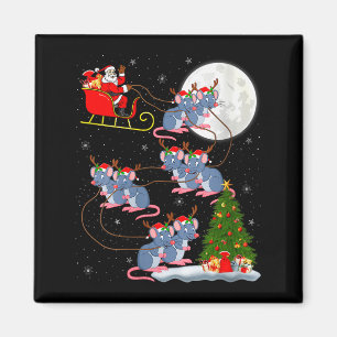 Aimant Femmes Rat Rongeurs Père Noël Traîneau Volant Drôl