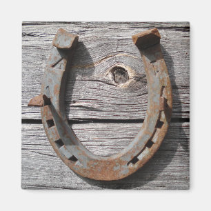 Aimant Fer à cheval de bonne chance sur l'aimant en bois
